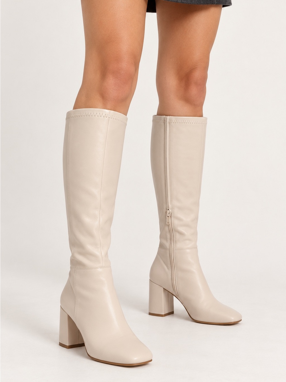 Steve Madden Cream Over-the-Knee Block Heel Boots